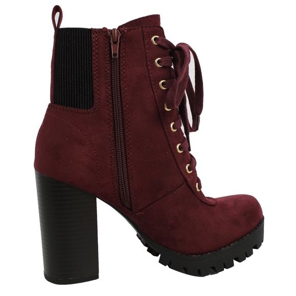Vino Faux Suede Lace Up Stacked Block Heel Ankle - Picture 5 of 8